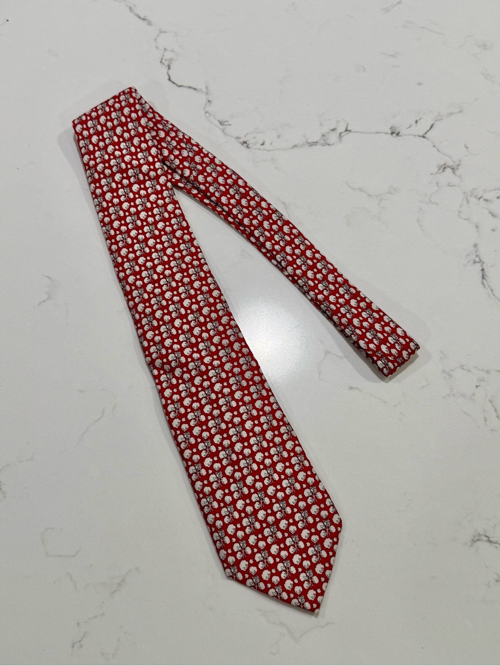 Vineyard Vines Silk Red Cotton Men’s Tie Custom Collection 100% Imported Silk